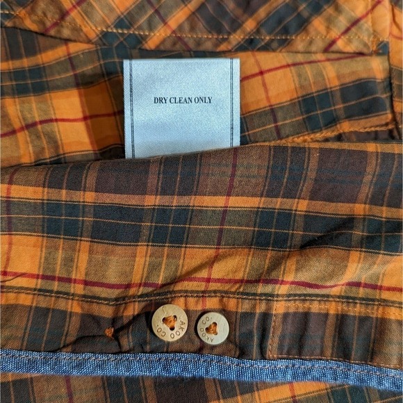 Akoo Button Down Plaid Shirt 4X Multicolor L/S Shoulder Patch Chest Pocket Pins - Picture 6 of 14